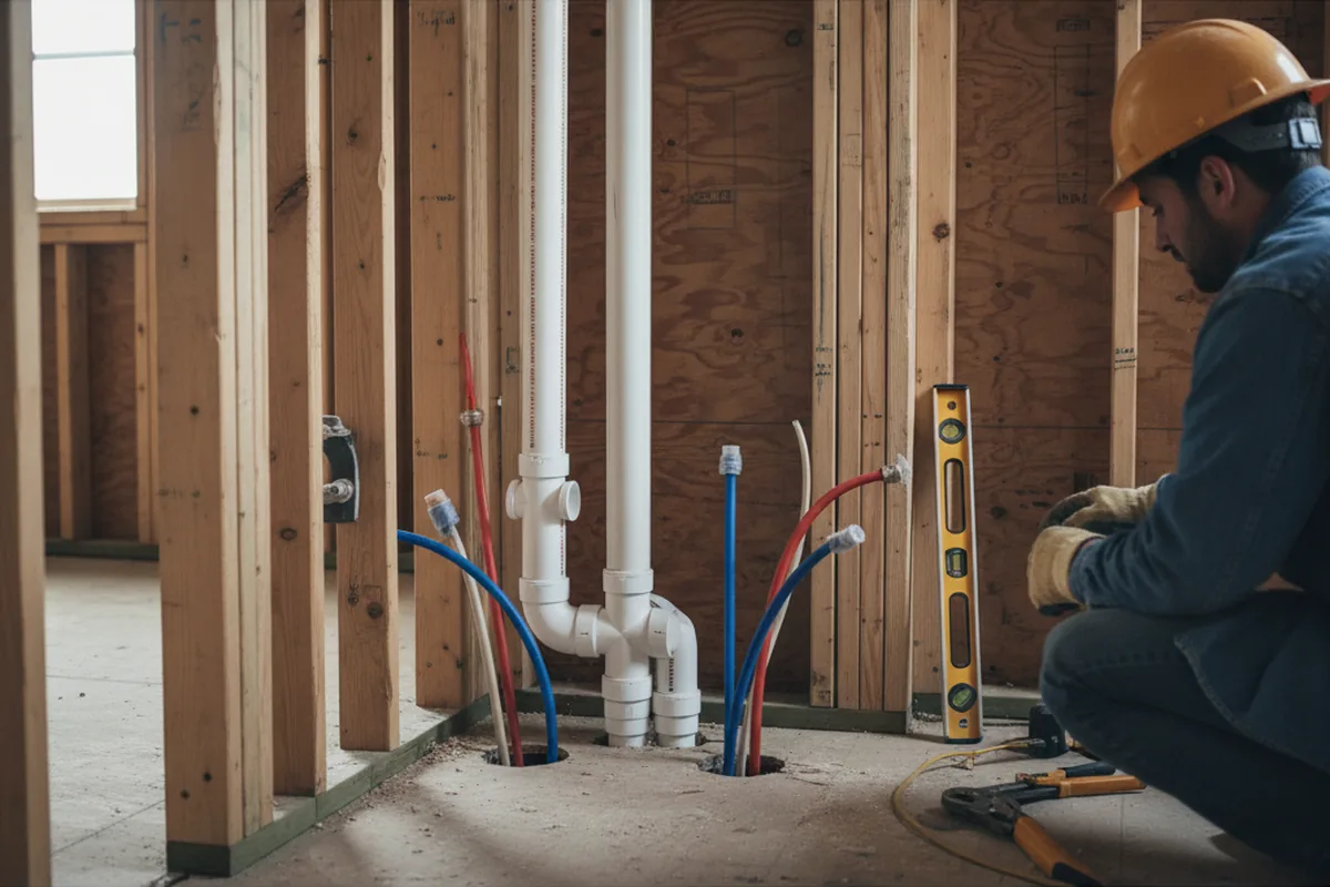 Drain and supply rough-in during Sump Pump Repair in Idledale